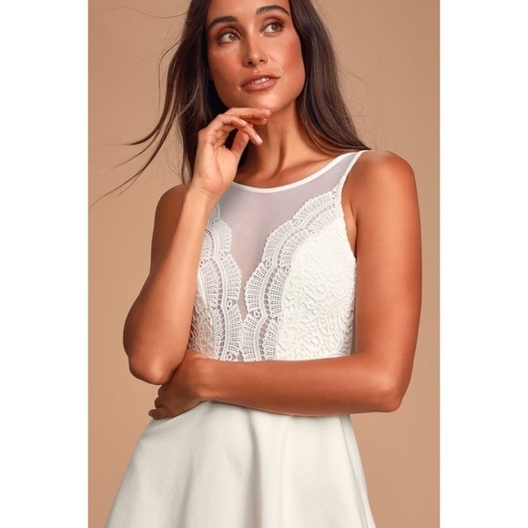 Lulu’s “Miracle Worker” Backless Lace Skater Dress - Picture 4 of 16